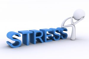 3D render showing a character sitting on a word, with head in hands looking stressed.